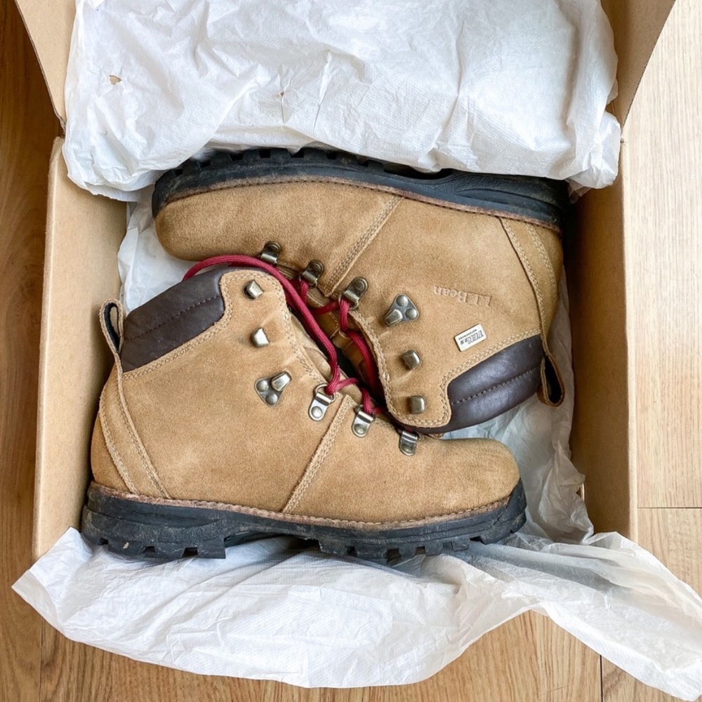 L.L Bean WaterProof Brown Tan Suede Hiking Boots size 7.5